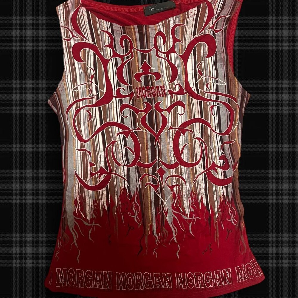 vintage deadstock red and gold tank top